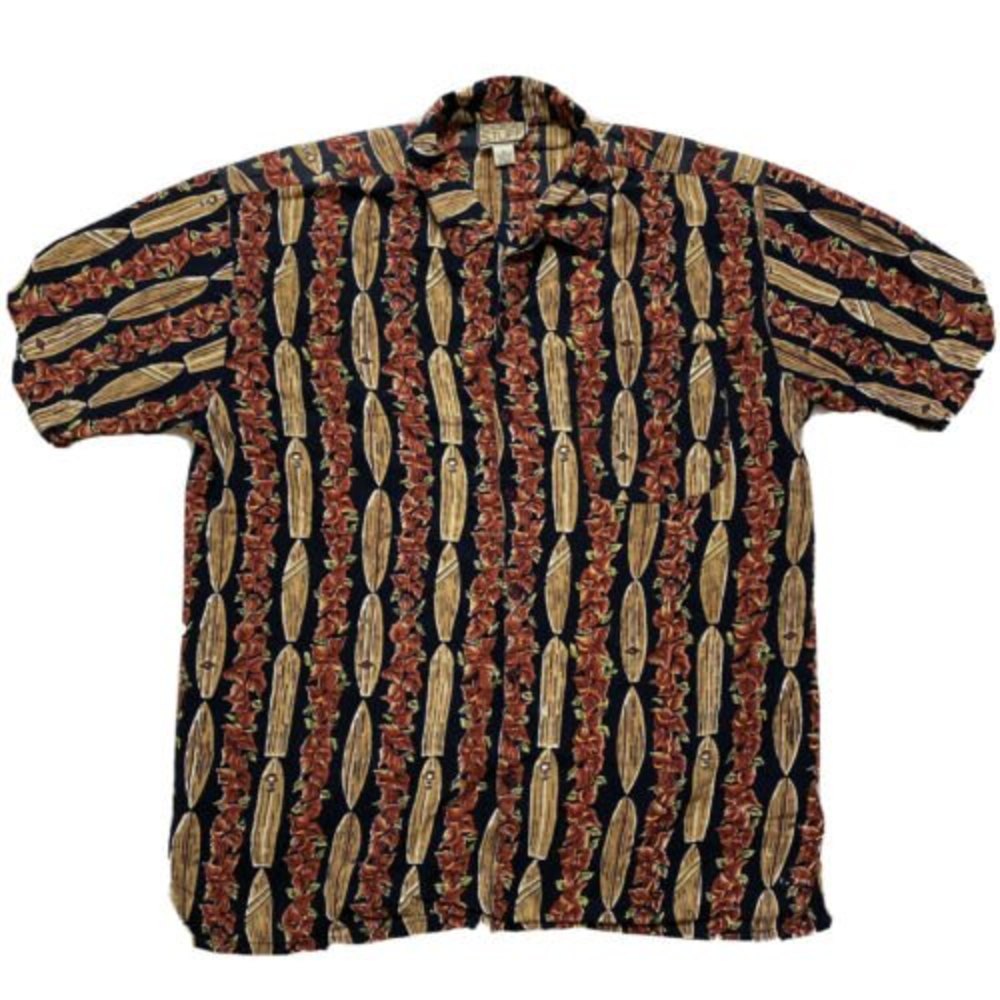 COOL STUFF Hawaiian Shirt Surf Board Floral Sz. Med. Made In Sultanate Of Oman